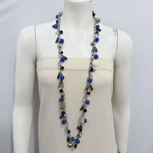 Vintage Daniel Espinosa Sterling Agate Aquamarine Amethyst Charm Necklace 42 12"